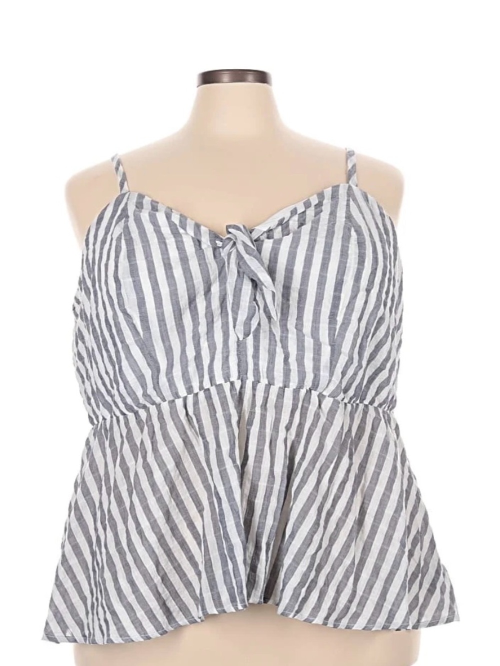 Torrid Striped V-neck peplum cropped tank